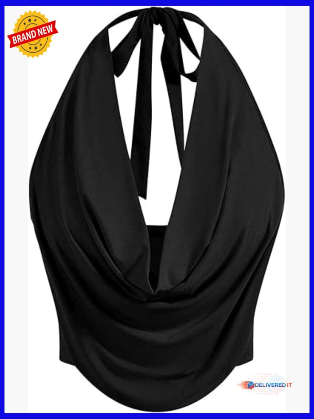 Halter Draped Front Tank Top Backless Crop Vest Sleeveless Summer Going Out